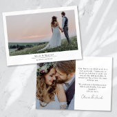 Minimalist 2 foto bruiloft vrolijk en getrouwd feestdagenkaart