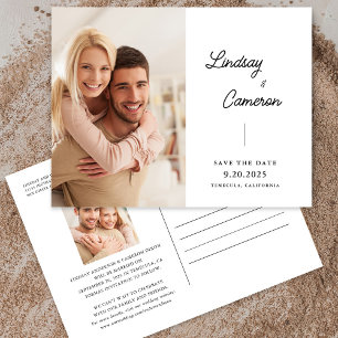 Minimalist 2 foto Modern Script Sla de datum op Briefkaart