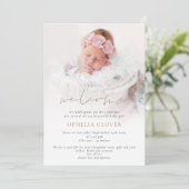 Minimalist 2 foto's Overlay Welkom Geboorte Aankondiging (Staand voorkant)