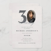 Minimalist 30th Year Birthday Invitation (Devant / Derrière)