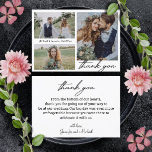Minimalist 3 foto's Collage bruiloft Dank u Kaart