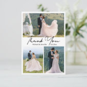 Minimalist 4 foto's collage bruiloft dank u kaart (Staand voorkant)