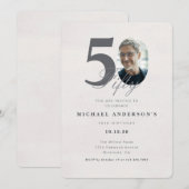Minimalist 50th Year Birthday Invitation Kaart (Voorkant / Achterkant)