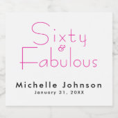 Minimalist 60 & Fabulous 60th Birthday Party Sparkling Wijnetiket (Enkel label)