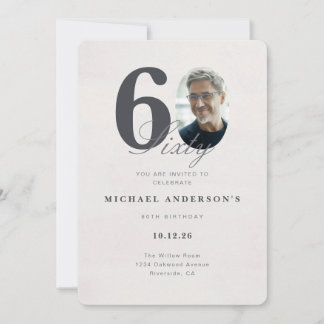 Minimalist 60th Year Birthday Invitation Kaart