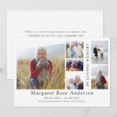 Minimalist 6 foto rouwbegrafenis dank u kaart (Voorkant / Achterkant)