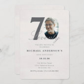 Minimalist 70th Year Birthday Invitation (Devant / Derrière)