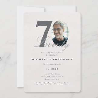 Minimalist 70th Year Birthday Invitation