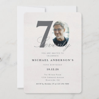 Minimalist 70th Year Birthday Invitation Kaart