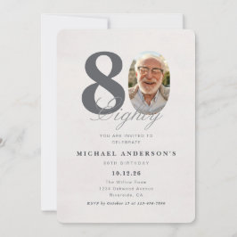Minimalist 80th Year Birthday Invitation Kaart