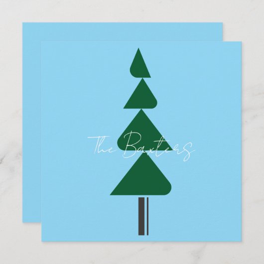 Minimalist Abstract Green Chic Christmas Tree Bedankkaart (Voorkant / Achterkant)