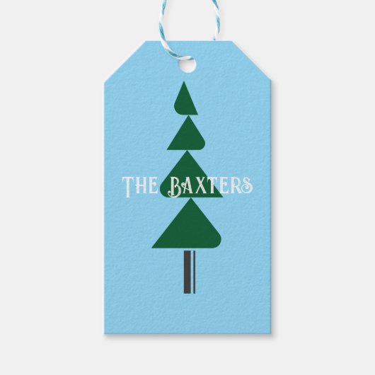 Minimalist Abstract Green Chic Christmas Tree Cadeaulabel (Voorkant)