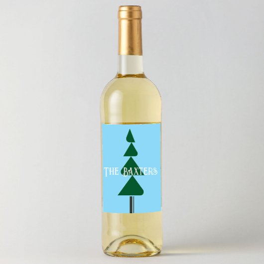Minimalist Abstract Green Chic Christmas Tree Wijn Etiket