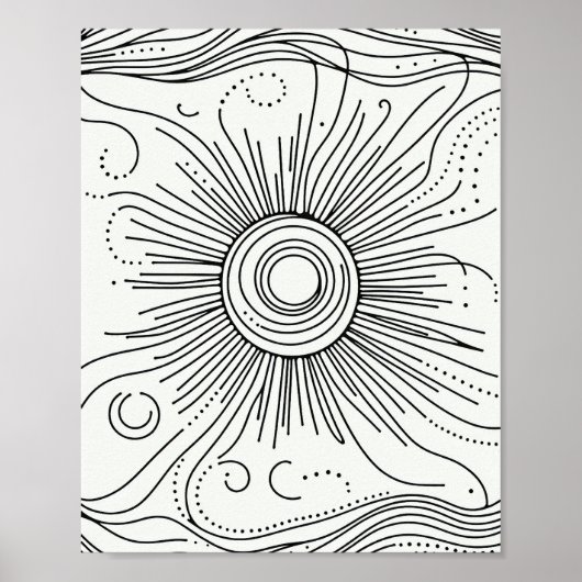 Minimalist Abstract Sun Art Poster (Devant)