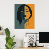 Minimalist Abstract Woman Face – Modern Boho Art Poster (Thuiskantoor)