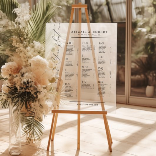 Minimalist Alphabetical Wedding Seating Chart