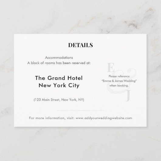Minimalist Ampersand Wedding | Hotel | QR Code Informatiekaartje (Voorkant)