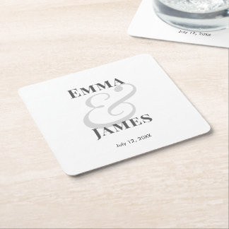 Minimalist Ampersand Wedding | Paper Coaster Vierkante Kartonnen Onderzetter