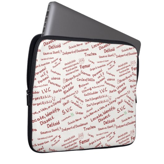 Minimalist Anatomy Doodle Pattern Laptop Sleeve (Voorkant Rechts)