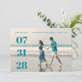 Minimalist Aquamarine Stylish & Fun Wedding Photo  Save The Date (Staand voorkant)