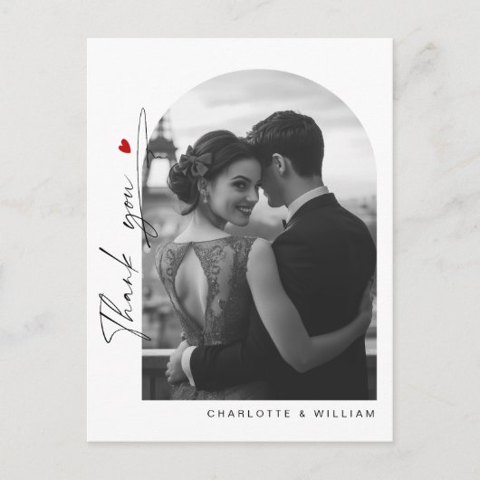 Minimalist Arch foto bruiloft Dank u Briefkaart (Voorkant)