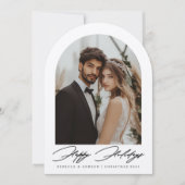 Minimalist Arch Photo Holiday Wedding Aankondiging (Voorkant)