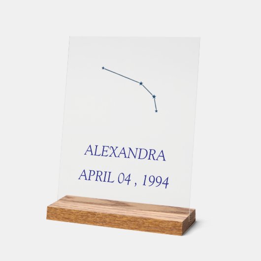 Minimalist Aries Constellation Acrylic Sign - Pers (Angle)