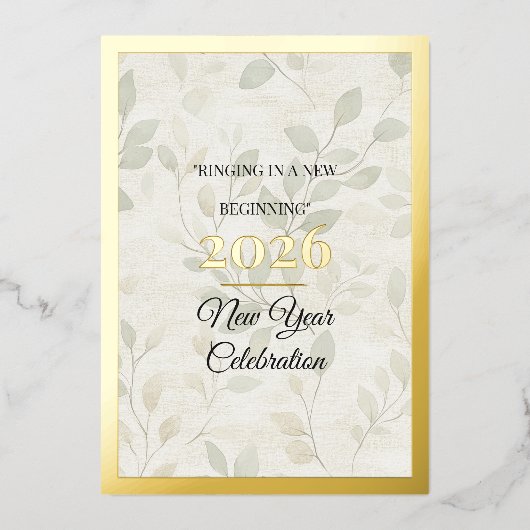 Minimalist Art New Year Invitation Card in Foil (Recto)