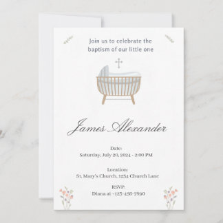 Minimalist Baby Christening Baptism Template Kaart
