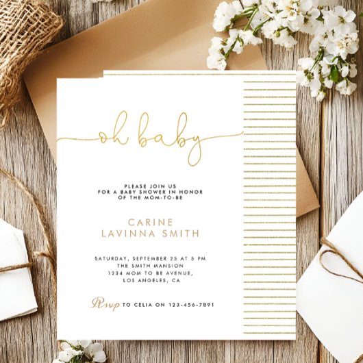 Minimalist Baby shower script modern invitation