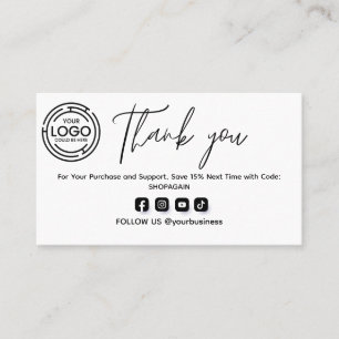 Minimalist Bedankt voor uw aankoop met Logo Visitekaartje