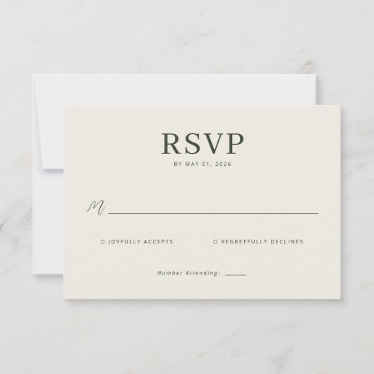 Minimalist Beige Calligraphy Template RSVP Kaartje (Voorkant)