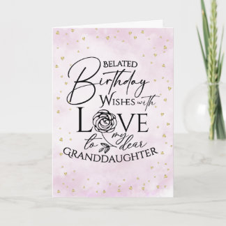 Minimalist Belated Birthday Card For Granddaughter Kaart