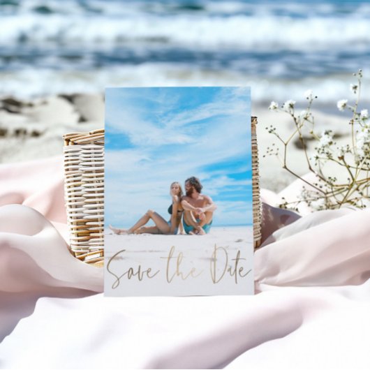 Minimalist Bewaar de datum Faux Gold & Foto Save The Date