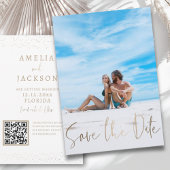 Minimalist Bewaar de datum Faux Gold & Foto Save The Date