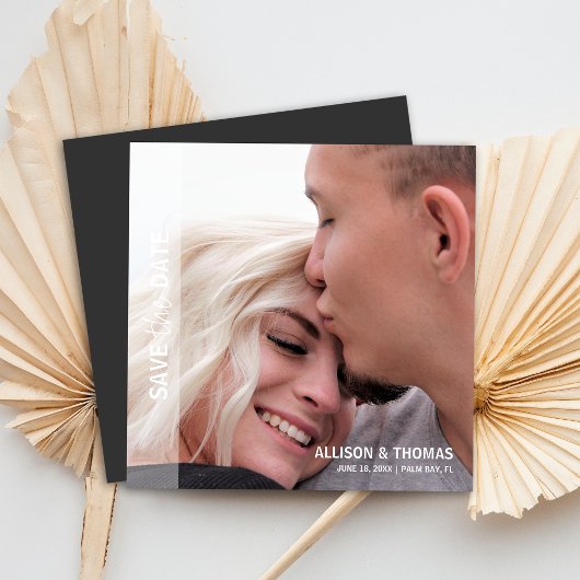 Minimalist Bewaar de datum Foto Bruiloft Magnetische Uitnodiging
