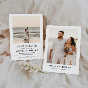 Minimalist Bewaar de datum met fotokaart Save The Date