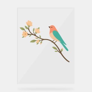 Minimalist Bird op Blossom Branch Poster