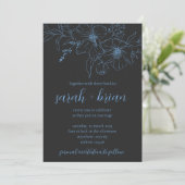 Minimalist Black and Blue Wedding Invitation Card (Debout devant)