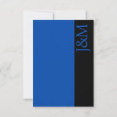 Minimalist Black and Cobalt Blue RSVP card (Dos)