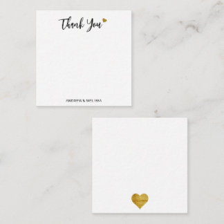 Minimalist Black And Gold Heart Wedding Thank You Notitiekaartje