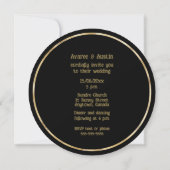 Minimalist Black and Gold Wedding Rings Invitation (Dos)