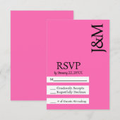 Minimalist Black and Hot Pink Magenta RSVP card (Devant / Derrière)