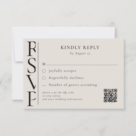 Minimalist Black and Ivory Modern Wedding RSVP (Devant)