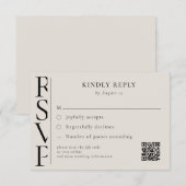 Minimalist Black and Ivory Modern Wedding RSVP (Devant / Derrière)
