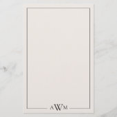 Minimalist Black and Ivory Three Letter Monogram Briefpapier (Voorkant)