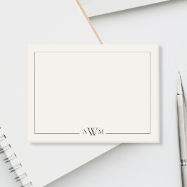 Minimalist Black and Ivory Three Letter Monogram Post-it® Notes