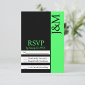 Minimalist Black and Lime Green RSVP card (Debout devant)