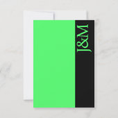 Minimalist Black and Lime Green RSVP card (Dos)