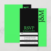 Minimalist Black and Lime Green RSVP card (Devant / Derrière)